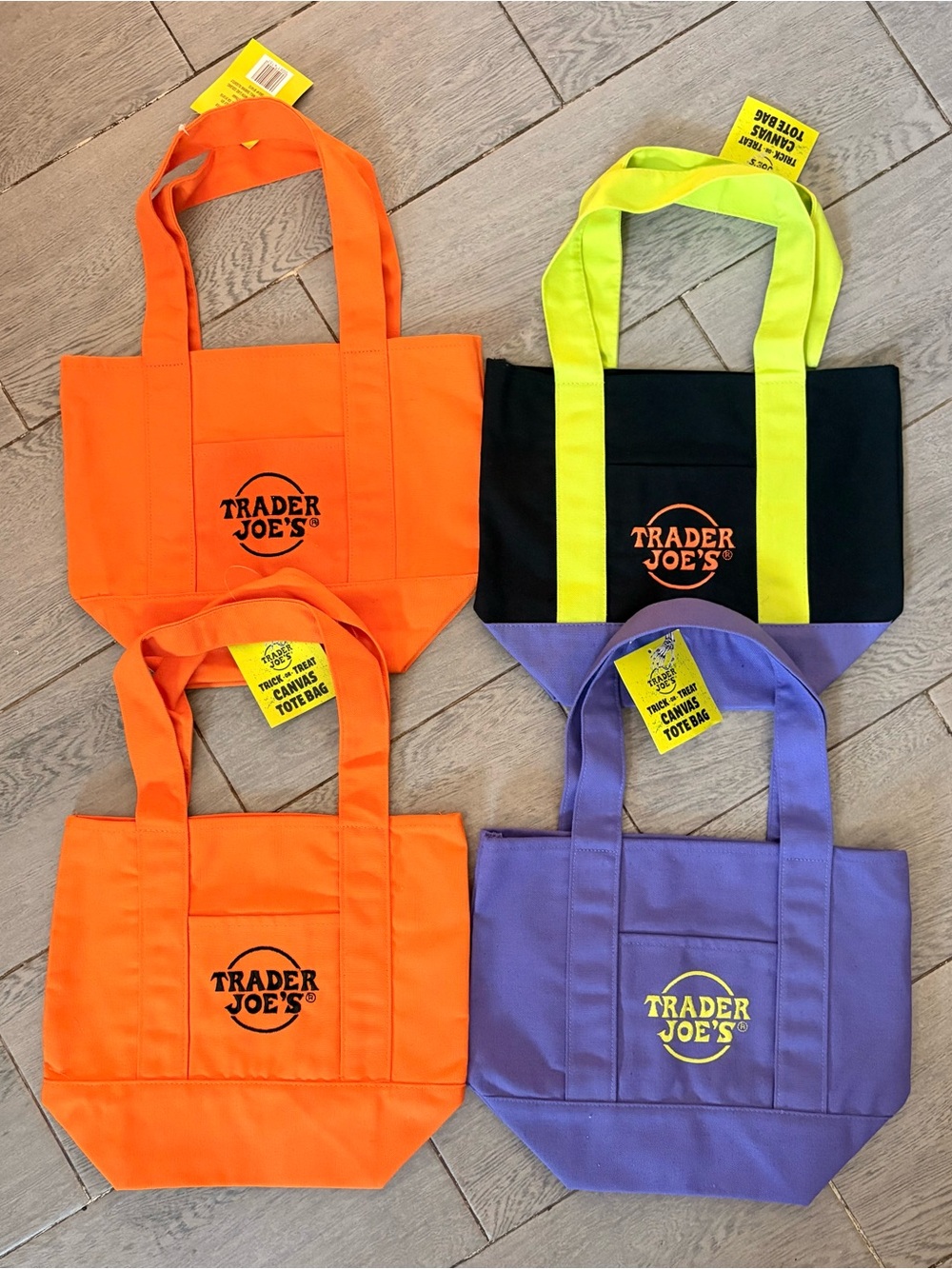 Trader Joe's Mini Canvas Halloween Tote Bags - Set of 4